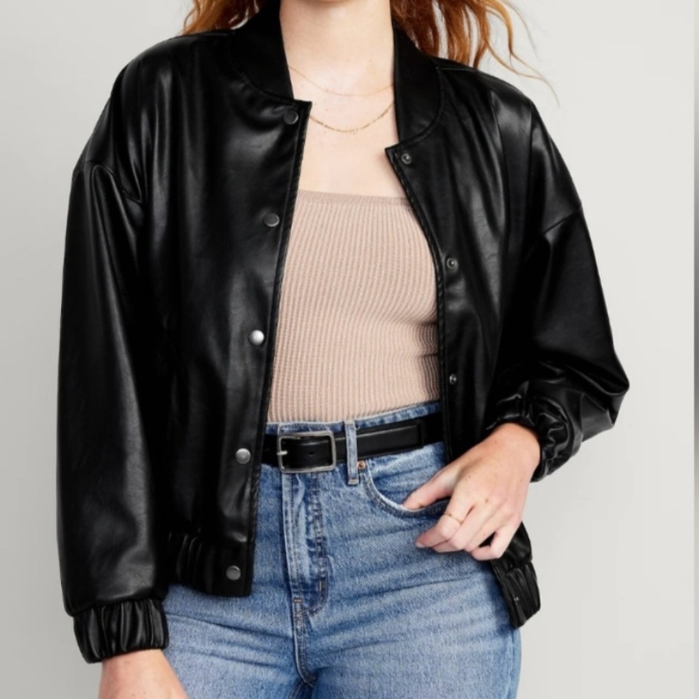Old Navy - Bomber jacket - Black Faux leather - Medium Tall - NWT - Picture 11 of 11